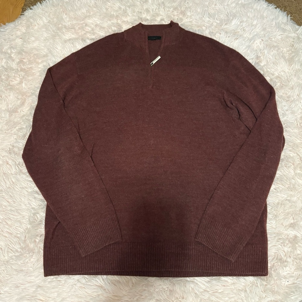Geoffrey Beene Men's Burgundy Zip-Up Sweater XLT Tall Red